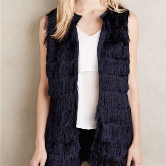 Anthropologie Eva Franco Tiered Fringe Vest NWT - Picture 2 of 8